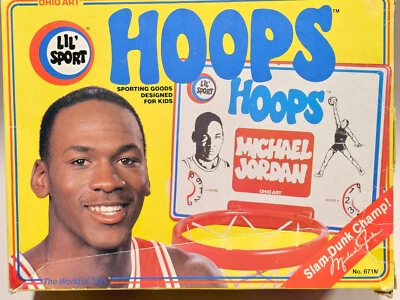 1988 MICHAEL JORDAN Lil Sport Hoops Ohio Art Basketball Hoop Backboard & rim Toy