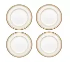Noritake Dinnerware Trefolio Gold Set of 4 Salad Plates 8.5", Fine Bone China