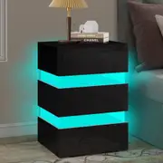ALFORDSON 3 Drawers Bedside Table Annot Gloss Nightstand (Black)