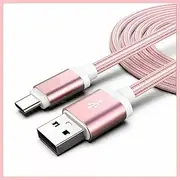 Braided USB C Cable 2M - 1M USB A to USB C Charger Cable Nylon Fast Charging Cord Compatible for Android, Samsung, Xiaomi, Huawei, Oppo, iPhone 15 (Rose Gold, 1M)