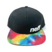 NEW Neff Hat Cap Snap Back Black Tie Dye Brim Embroidered Wool Adjustable Mens