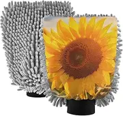 XYMZR Sunflower Sunrise Closeup Absorbent Microfiber Car Wash Mitt, Funny Cute Anime Scratch Free for Cars Cleaning, Home Cleaning Mitts, 2 Pack, 10.24” L x 7.09” W