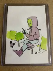 Skeletor In The Park - Original Sketch Card By Erik J Skinner
