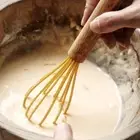 Manual Wooden Handle Heat Resistant Egg Beater Whisk Mixer Blender Frother