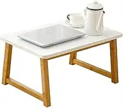 Bamboo Foldable Laptop Lap Bed Table Tray Portable Breakfast Desk Reading Holder Workstation White Small