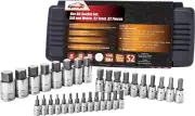 Hex Bit Socket Set 32PC SAE Metric 1/2" 3/8" 1/4" Driver S2 Cr Steel With Case