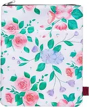 Book Sleeve White Floral Book Protector, Book Covers for Paperbacks, Washable Fabric, Book Sleeves with Zipper, Medium 11 Inch X 8.7 Inch Book Lover Gifts