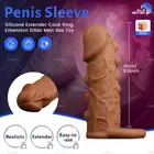 Realistic Penis Sleeve Silicone Extender Cock Ring Extension Dildo Men Sex Toy
