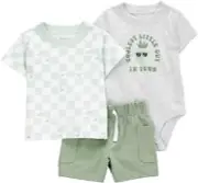 NWT CARTERS 3 PIECES SET SHORTS BABY BOY COOLEST LITTLE GUY IN TOWN SZ 6 MONTHS
