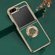 Ring Bracket Phone Case for Samsung Galaxy Z Flip 5 4 3 Flip5 Flip4 Flip3 5G Plastic Cover,Green,for Galaxy Z Flip5