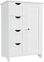 YESHOMY 1 Door & 4 Drawer, Free Standing Wooden Entryway Cabinets, White