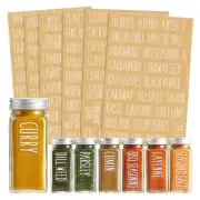 145 Water Resistant Preprinted Spice Jar Labels with Seasoning Stickers, Numbers