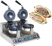 YXINHONGYUE Rotatable Non Stick Hamburger Waffle Maker Sandwich Press, Commercial Electric Burger Maker Machine with Time & Temp Control for Home Kitchens Breakfast Shops Schools