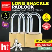 Handy Hardware 3PCE Padlock Long Shackle Heavy Duty Secure Value Pack 48mm