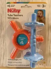 Nuby Tube Teethers for Babies, Sensory 100% Silicon 2 Pack