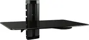 RICOO HiFi Rack Glass, Wall Shelf with Cable Duct DVD-B1, TV Shelf, Wall Mount with Glass Shelf for Blu-ray DVD Player Projector PlayStation PS5 PS4 Xbox, Gaming Glass Shelf Wall, TV Furniture &