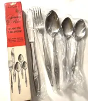 VINTAGE MID CENTURY SPRITELY ROSE EXQUISITE STAINLESS TABLEWARE BOX SET JAPAN