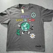 AERO COCA COLA - PEACE LOVE & COKE T-SHIT - Gray Tee Cotton Size Small runs big