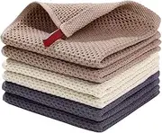 Kitchen Dish Towels Dish Cloths 6 Pack 34 * 34cm, 100% Cotton Waffle Weave, Ultra Soft Absorbent Quick Drying Dish Cleaning Towels (Mixed)