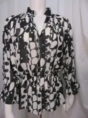NICOLA - BLUSA TRANSPARENTE PARA MUJER - BLANCO Y NEGRO - SIZE "S"