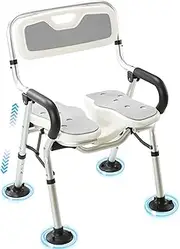 Foldable Shower Chair, Shower Chair Foldable with Large Suction Cups, Height-Adjustable & Non-Slip Bath Seat for Elderly & Pregnant Women, Sturdy & Comfortable Design