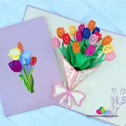Colourful Tulip Flower Bouquet 3D Pop Up Card