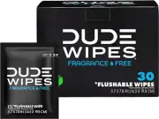 DUDE Wipes Flushable Wet Wipes 30 Wipes, Individually Wrapped for Travel, Uns...