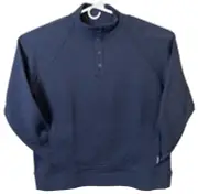 Eddie Bauer Mens XL Blue Ribbed Quilted Fleece Pullover Snap Front Top X-Large