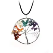 Women Life Of Tree Necklace Quartz Chips Pendant Amethyst Crystals Necklaces 1Pc