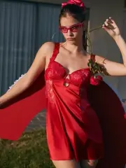 FOR LOVE & LEMONS SIZE-M VICTORIA'S SECRET CORDELIA RED SLIP DRESS NEW