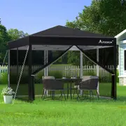 3x3m Gazebo ALFORDSON Pop Up Marquee Outdoor Tent Mesh Wall Black