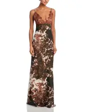 L'Agence Susanna Lace Bust Silk Slip Dress