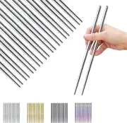 Chopsticks 10 Pair Reusable Chop Sticks Metal Chopsticks, Stainless Steel Chopst