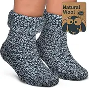 [Piarini] Children's ABS Stopper Socks – 1 Pair – Wool Socks – Winter Socks – Norwegian Socks with Inner Terry Cloth