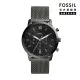 【FOSSIL 官方旗艦館】Neutra Chrono 新雅仕三眼計時指針手錶 槍灰不鏽鋼鍊帶 44mm FS5699