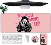 Large Mouse Pad Set, Desk Mat + Elbow Rest Pad + Coaster, Easy Typing Pain Relief, Ergonomic Arm Rest Pad with Memory Foam, Extended Desk Pad Anti-Slip Rubber Base for Office Home, Pink Ghostface