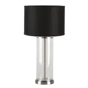Left Bank Table Lamp - Nickel w Black Shade