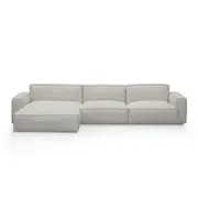 Roshil Left Chaise Fabric Sofa - Fog Grey