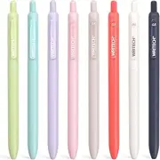 WRITECH Gel Pens Fine Point: Retractable 0.5mm Multicolor Ink 8ct Silent Click No Smear Smudge Extra Smooth Writing Bullet Tip Colored Pen Non Bleed for Journaling Note Taking Drawing