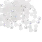 300pcs Flatback Pearls 6mm ABS Plastic Half Round Dome Pearls, Bright White