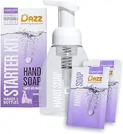 Dazz Foaming Hand Soap Starter Kit Eco Friendly Refillable Foam Hand Wash - Includes 2 Refill Packets + 8.5oz Foam Hand Soap Pump - Lavender-Lemon Scent - Fits All Glass Foaming Pumpers