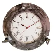 Handmade Aluminum Working Clock Antiqued Finish Marine Ship Porthole Clock Decor