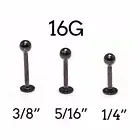 Labret Stud Monroe Lip Piercing Package of 3 Black I.P. 16G Assorted Lengths