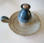 Vintage Signed Studio Pottery Oil Lamp Incense Burners Handmade w/ Handle
