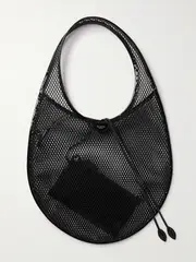 [Alaïa] Alaïa - Patent-leather Trimmed Mesh Shoulder Bag - Black - One size One size Black