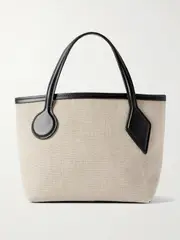 [Liffner] Liffner - Sprout Micro Leather-trimmed Canvas Tote - Off-white - One size One size Off-white