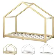ALFORDSON Kids Bed Frame Wooden Timber House Frame Single Size Mattress Base Platform, Pine Wood Bed Base Foundation Children's Beds, Bedroom Furniture in Oak Colour w/o Guard Rail