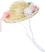 YARNOW Adorable Wear Resistant Pet Dog Hat Summer Sun Blocking Woven Accessory for Dogs and Cats for Outdoor Activities Parties and Photo Props