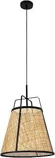Beacon Lighting Hayes 1 Light Medium Pendant in Black with Natural Rattan