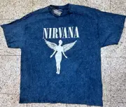 Nirvana In Utero 2-Sided Tour T-Shirt, Nirvana T-Shirt Mineral Wash XL NWT